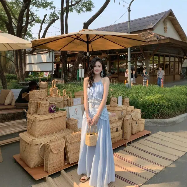 格子苔 百搭简约舒适时尚休闲无袖连衣裙 女款