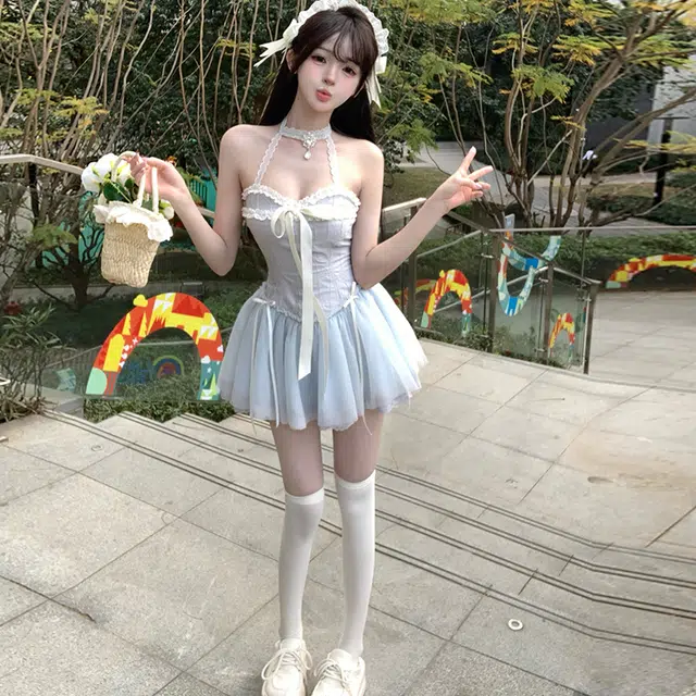 格子苔 舒适时尚通勤简约无袖连衣裙 女款