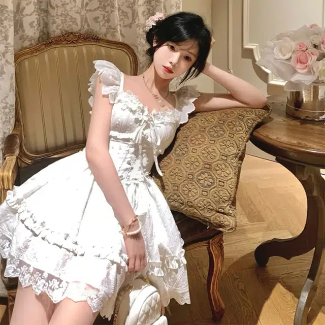 格子苔 收腰初恋蓬蓬裙无袖连衣裙 女款