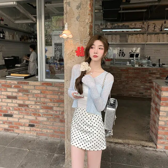 格子苔 新中式冰丝开衫外套夏薄款吊带外搭防晒罩衫盘扣上衣长袖针织衫 女款
