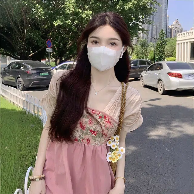 格子苔 汉服仙气温婉小众高级复古气质古风日常垂感长裙短袖连衣裙 女款