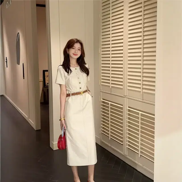 格子苔 简约百搭时尚休闲短袖连衣裙 女款
