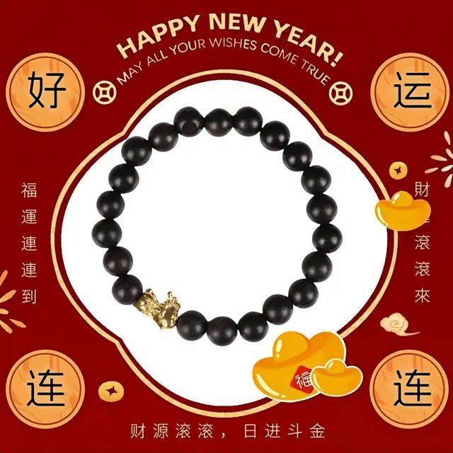镯钰瑭 招财纳福吞金兽 貔貅 转运珠 国潮 送福国风 轻奢文艺 百搭 财运 佛珠 精致 优雅 盘玩百搭 素串#好运 黑檀 手串 男女同款情侣款