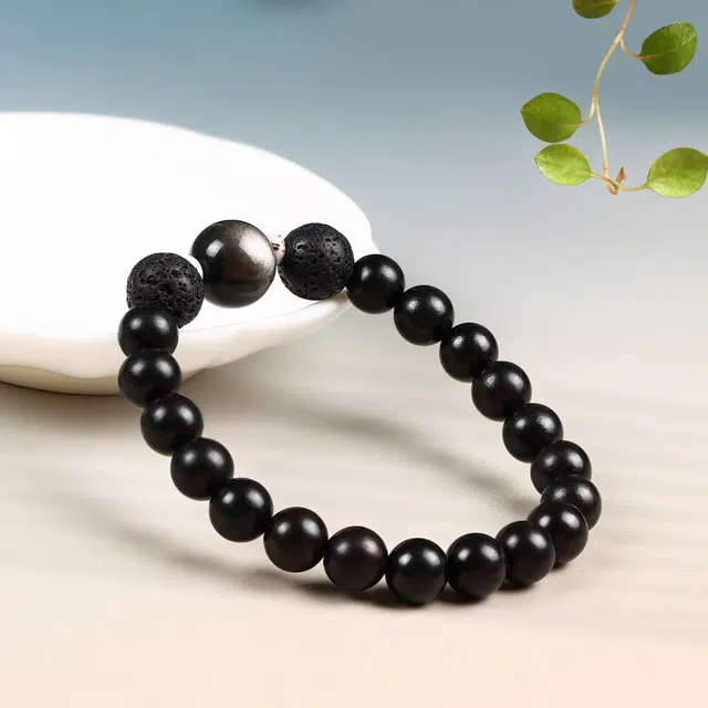 镯钰瑭 【财源滚滚】时来运转新中式国潮飞黄腾达银曜石招财锁福转运珠旺运接财事业高升#好运 黑檀 手串 男女同款情侣款