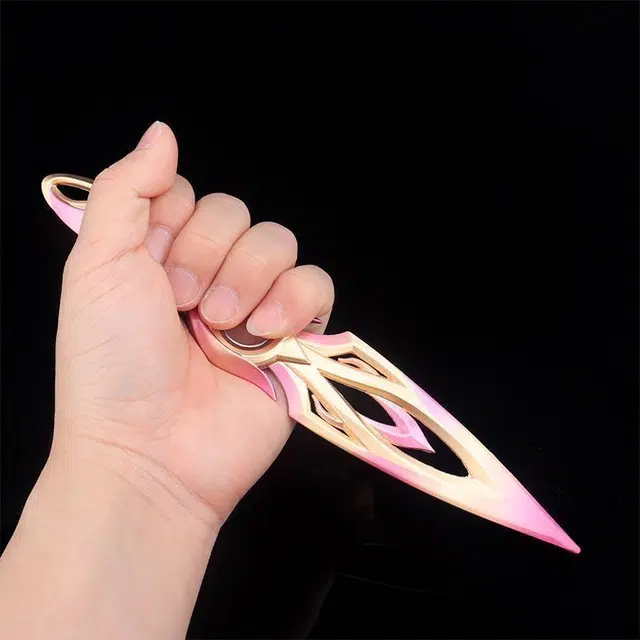 布朵 高颜值落英飞旋旋转苦无合金樱花旋转刀 成品模型