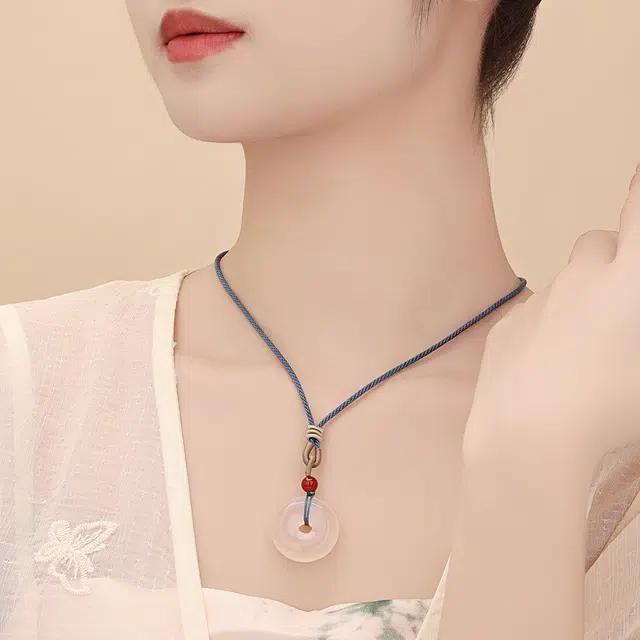 【高品质一物一证】 水贝 如意呈祥 圆满平安扣 招财转运 #好运 新中式国潮本命年 玉髓 项链 男女同款情侣款
