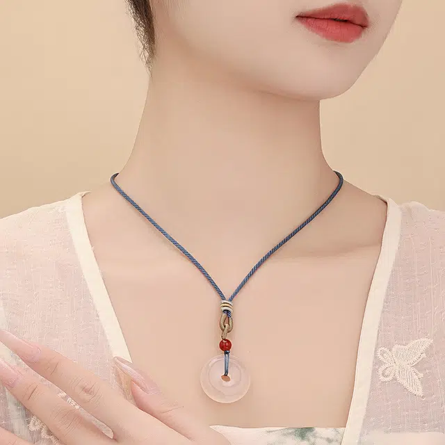 【高品质一物一证】 水贝 如意呈祥 圆满平安扣 招财转运 #好运 新中式国潮本命年 玉髓 项链 男女同款情侣款