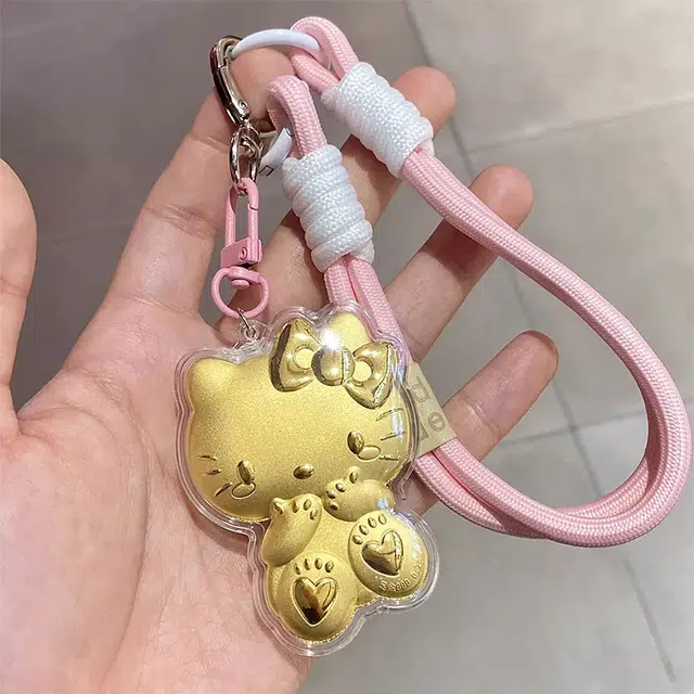 水贝 创意可爱小猫手机摆件背包挂饰创意攒钱小金库收藏储蓄理财好运学生恋爱 足金 一口价 黄金挂件 男女同款情侣款