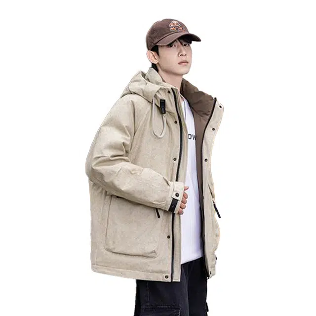 鸭鸭 短款宽松纯色时尚连帽羽绒服 男女同款