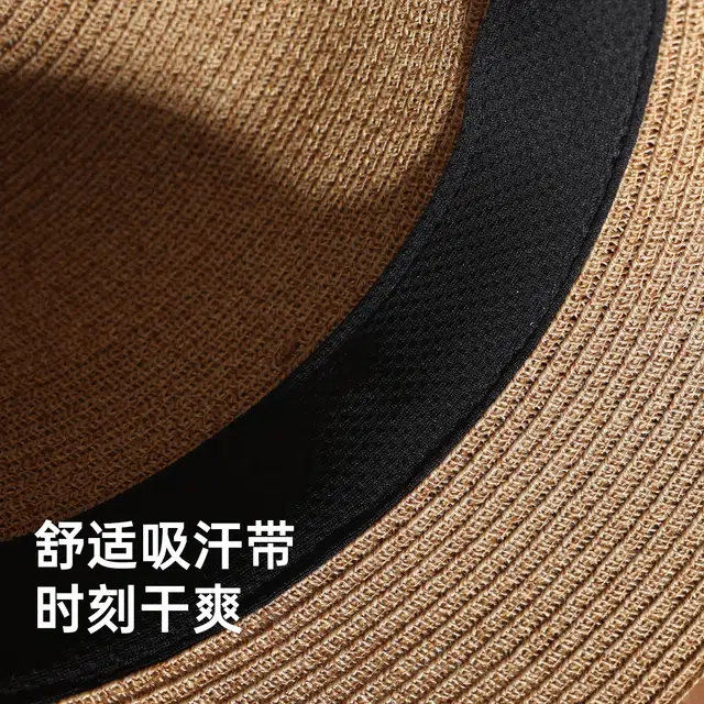 红豆 遮阳帽春夏户外防紫外线草帽可折叠蝴蝶结太阳帽轻柔透气 聚酯纤维 防晒帽 女款