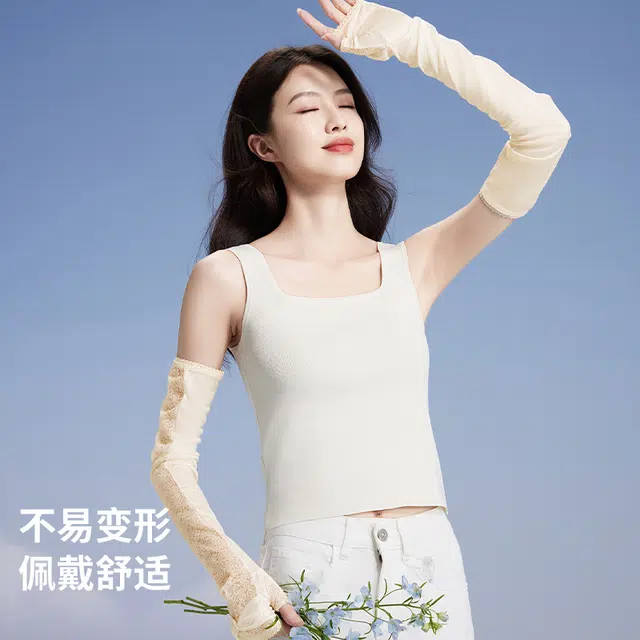 红豆 蕾丝手袖真丝冰袖 蚕丝 防晒袖套 女款