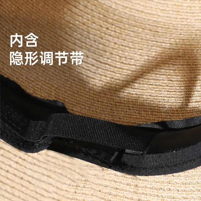 红豆 遮阳帽春夏户外防紫外线草帽可折叠帽子蝴蝶结太阳帽 聚酯纤维 防晒帽 女款