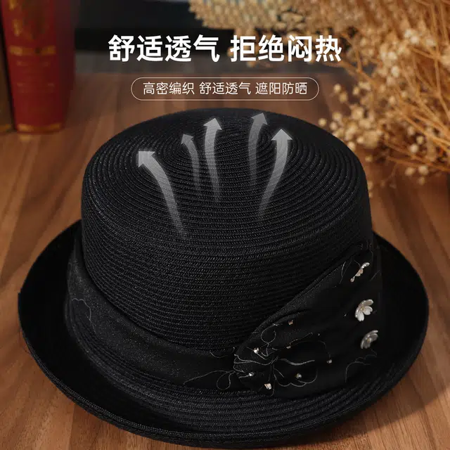 红豆 遮阳帽春夏户外防紫外线草帽可折叠太阳帽时尚百搭 聚酯纤维 防晒帽 女款