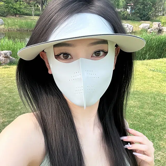 红豆 遮阳户外全脸遮阳防护防紫外线 锦纶 防晒面罩 女款