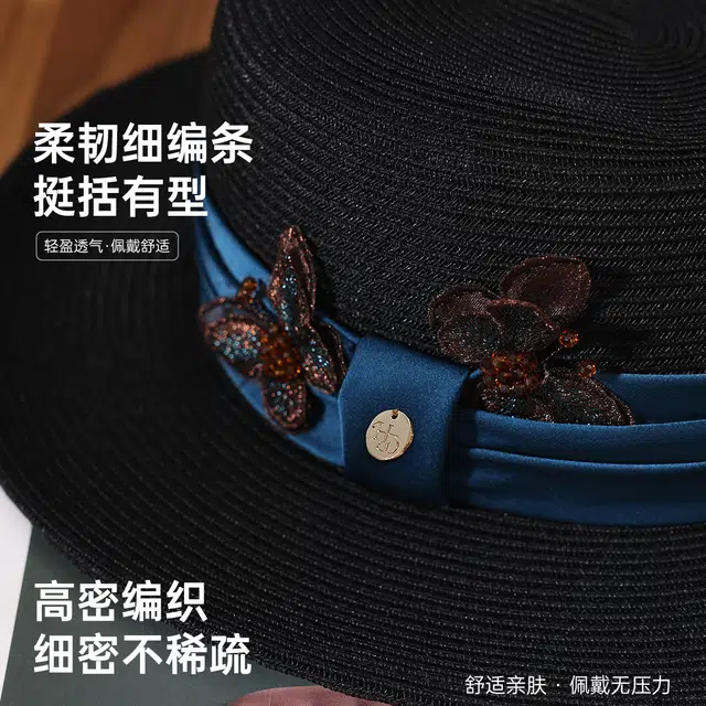红豆 遮阳帽春夏户外防紫外线可折叠草帽太阳帽 聚酯纤维 防晒帽 女款