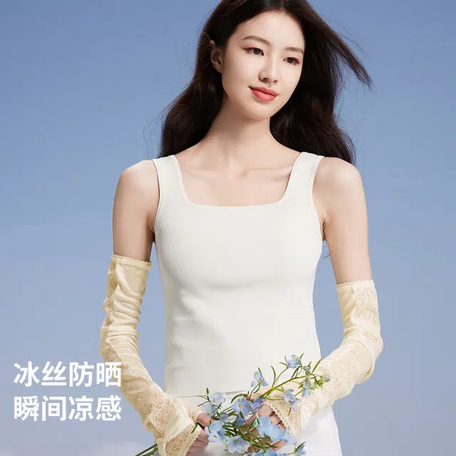 红豆 蕾丝手袖真丝冰袖 蚕丝 防晒袖套 女款