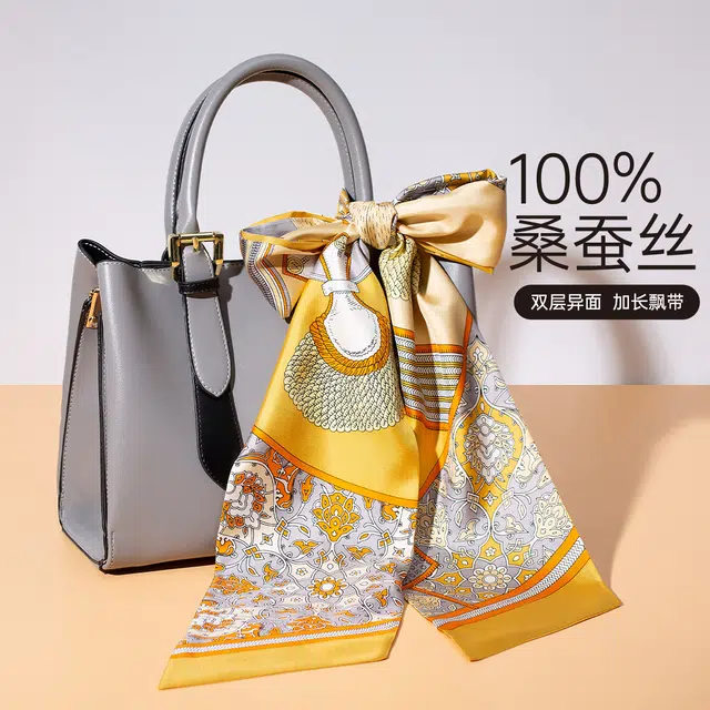红豆 时尚绑包轻盈柔软经典设计简约大方 桑蚕丝 丝巾 女款