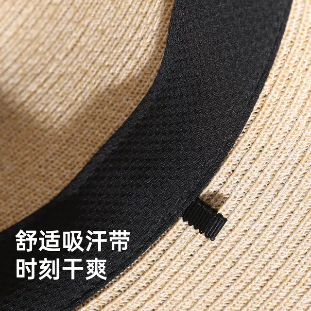 红豆 遮阳帽春夏户外防紫外线草帽可折叠蝴蝶结太阳帽轻柔透气 聚酯纤维 防晒帽 女款