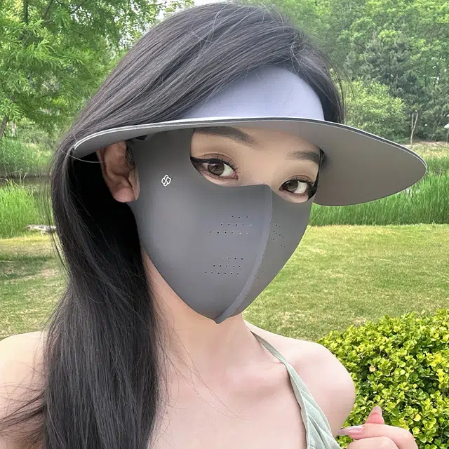 红豆 遮阳户外全脸遮阳防护防紫外线 锦纶 防晒面罩 女款
