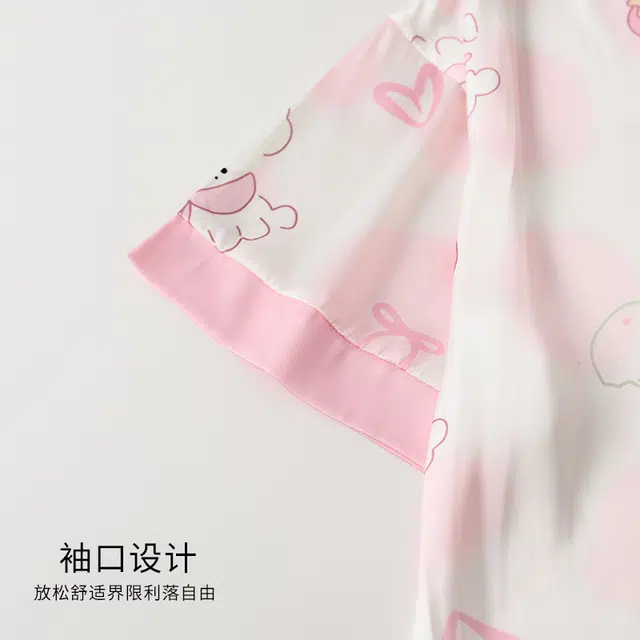 欧诗帛 韩版甜美短袖可外穿学生家居服睡衣套装 女款 图片色