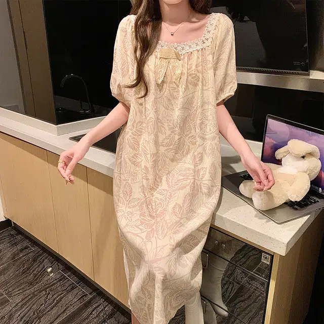 欧诗帛 韩版透气亲肤短袖家居服可外穿睡裙 女款 图片色