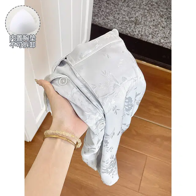 欧诗帛 带胸垫韩版凉感短袖可外穿家居服短裤长裤睡衣套装 女款