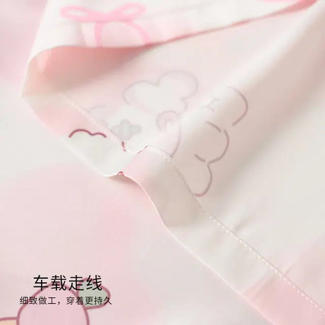 欧诗帛 韩版甜美短袖可外穿学生家居服睡衣套装 女款 图片色