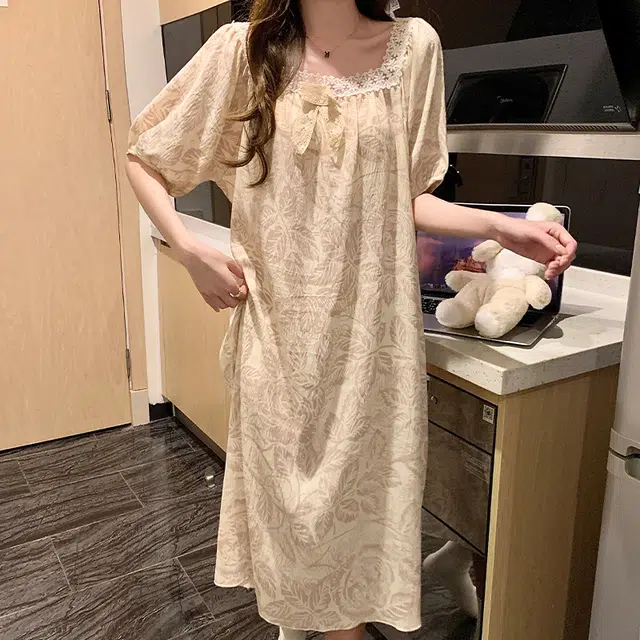 欧诗帛 韩版透气亲肤短袖家居服可外穿睡裙 女款 图片色