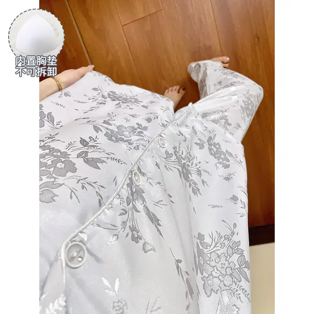 欧诗帛 带胸垫韩版凉感短袖可外穿家居服短裤长裤睡衣套装 女款