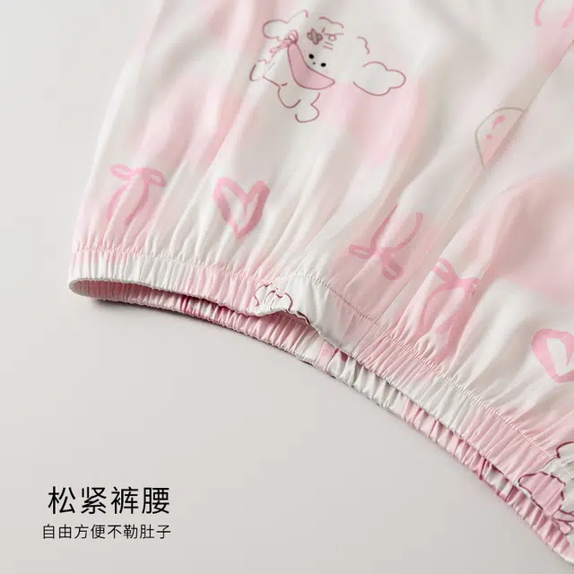 欧诗帛 韩版甜美短袖可外穿学生家居服睡衣套装 女款 图片色