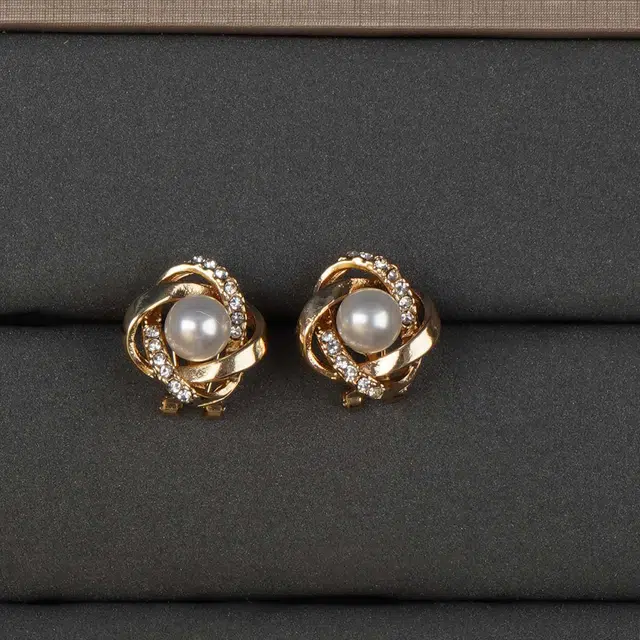 澜耀 气质金色拼色 简约百搭时尚编织小众轻奢高级感耳饰 合金 耳环 女款