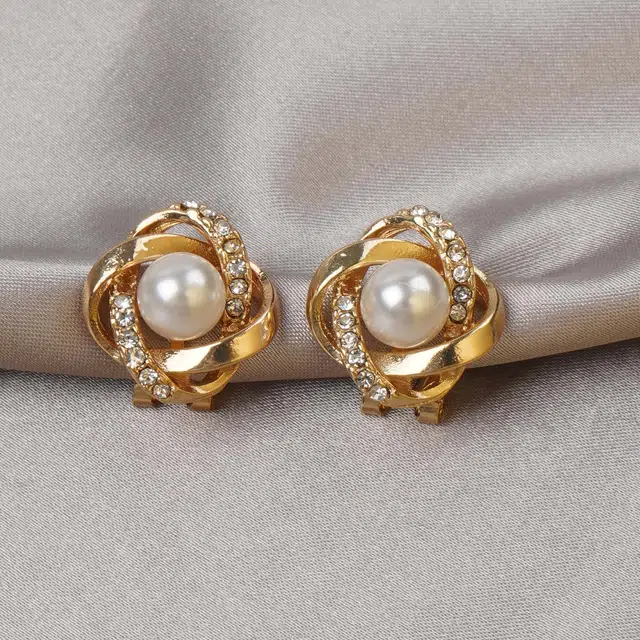 澜耀 气质金色拼色 简约百搭时尚编织小众轻奢高级感耳饰 合金 耳环 女款