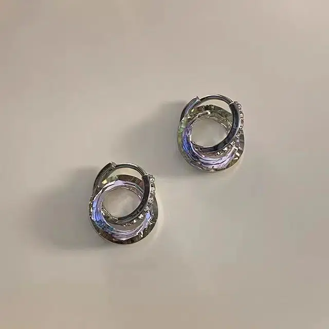 澜耀 双环拼接 幻彩流光 高级感小众设计 铜合金 耳环 女款