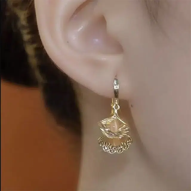 澜耀 金叶 银杏叶优雅耳坠 轻奢小众设计气质高级感耳饰 合金 耳环 女款