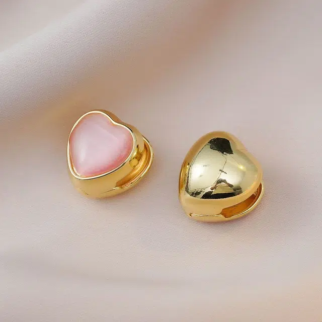 澜耀 粉色爱心 小众设计甜美轻奢大方气质优雅高级感耳饰 合金 耳环 女款