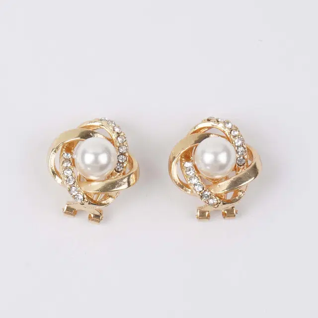 澜耀 气质金色拼色 简约百搭时尚编织小众轻奢高级感耳饰 合金 耳环 女款