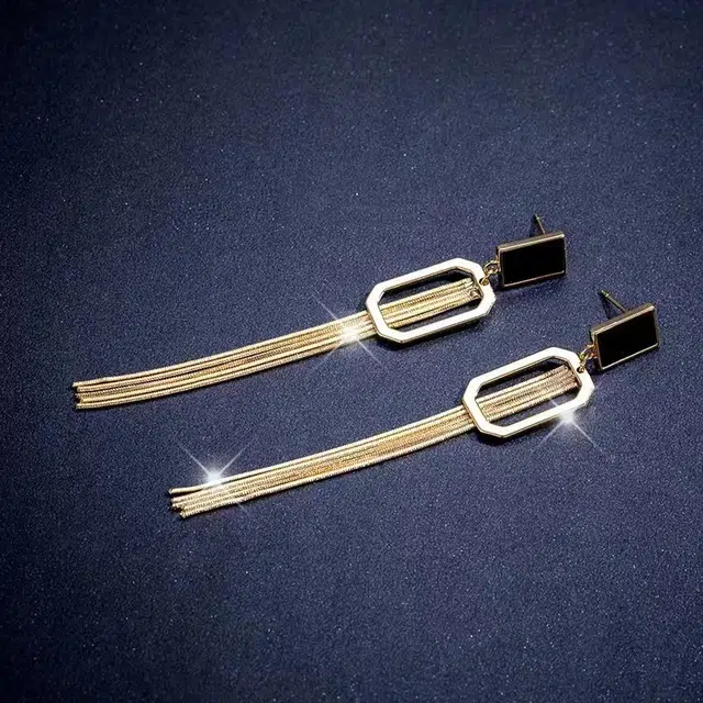 澜耀 小众长款流苏个性重工 优雅夸张设计感耳饰女 合金 耳环 女款