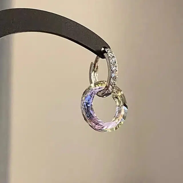 澜耀 双环拼接 幻彩流光 高级感小众设计 铜合金 耳环 女款