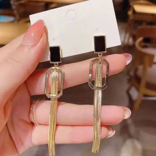 澜耀 小众长款流苏个性重工 优雅夸张设计感耳饰女 合金 耳环 女款