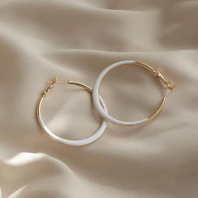 澜耀 白釉鎏金 滴釉大圆环 时尚小众设计感高级 铜合金 耳环 女款