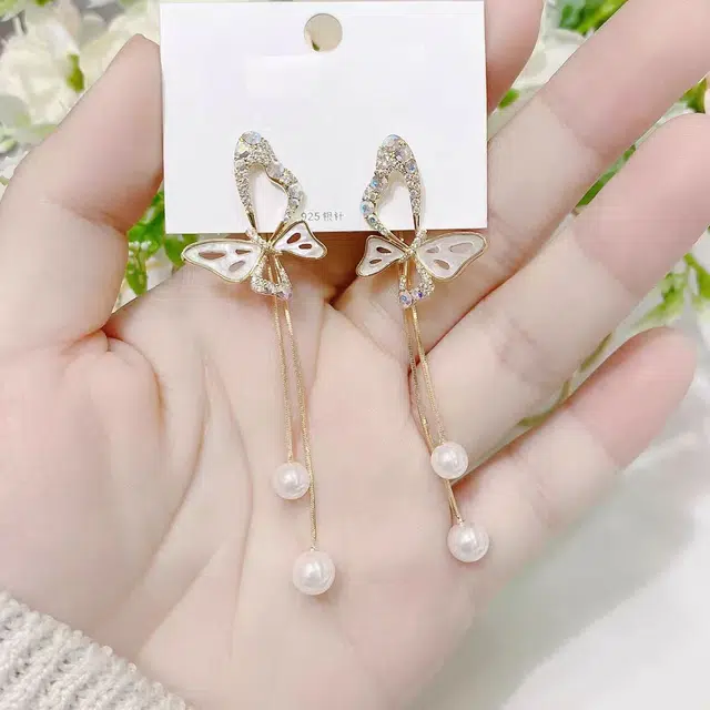 澜耀 气质百搭蝴蝶长款流苏两戴耳坠 小众设计高级感耳饰#好运 合金 耳环 女款