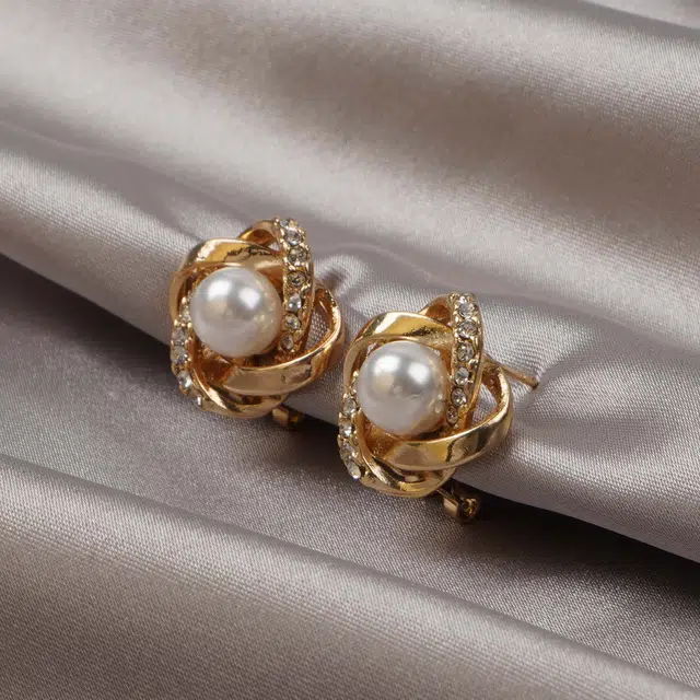 澜耀 气质金色拼色 简约百搭时尚编织小众轻奢高级感耳饰 合金 耳环 女款