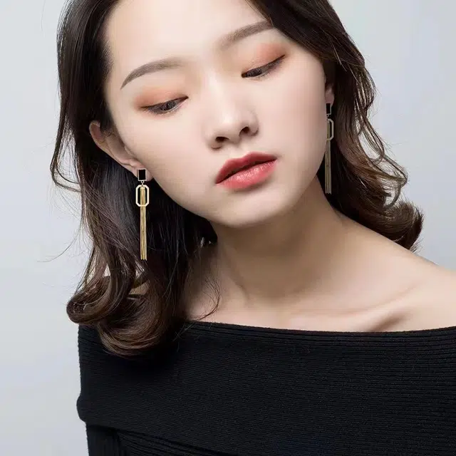 澜耀 小众长款流苏个性重工 优雅夸张设计感耳饰女 合金 耳环 女款