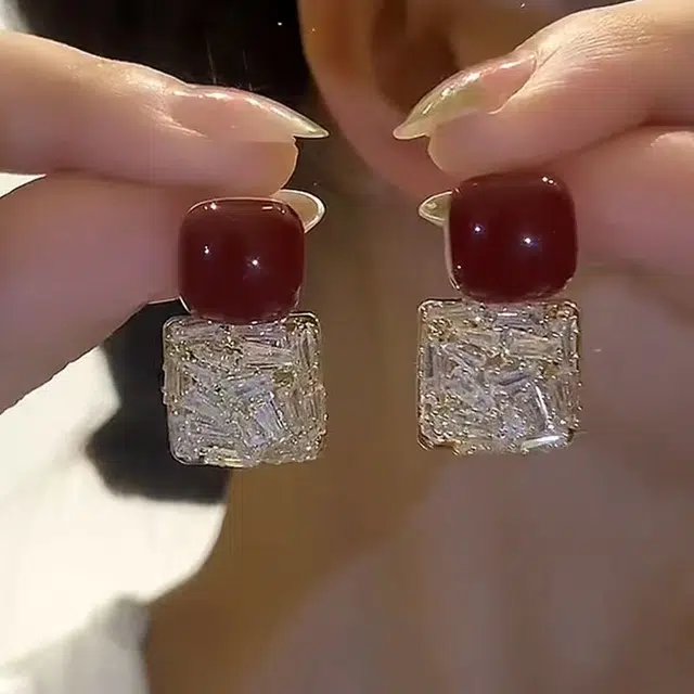 澜耀 气质精致菱形 小众设计高级感时尚耳饰 合金 耳环 女款