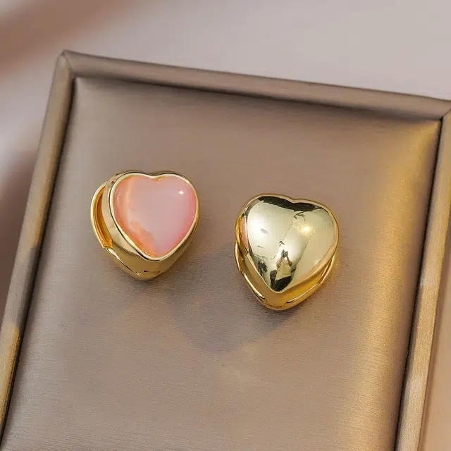 澜耀 粉色爱心 小众设计甜美轻奢大方气质优雅高级感耳饰 合金 耳环 女款