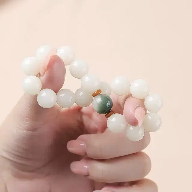 唐述 招财进宝 新中式转运珠文玩佛珠#好运 白玉菩提 手串 男女同款情侣款