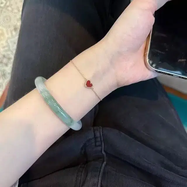 唐述 清新淡雅古风国潮国风小众轻奢优雅圆条日常百搭平安顺遂好运 天山翠 手镯 女款