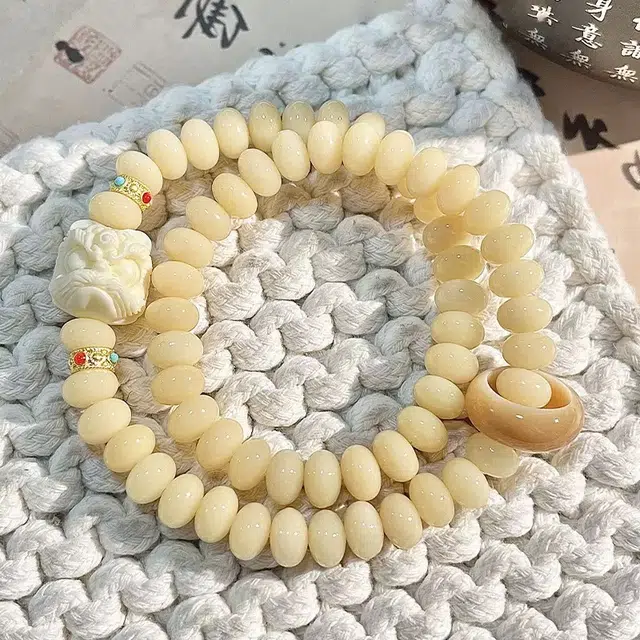 新中式国潮双圈文玩佛珠 好运莲莲 招财纳福 本命年转运 叠戴设计款手饰 菩提根 手串 男女同款情侣款