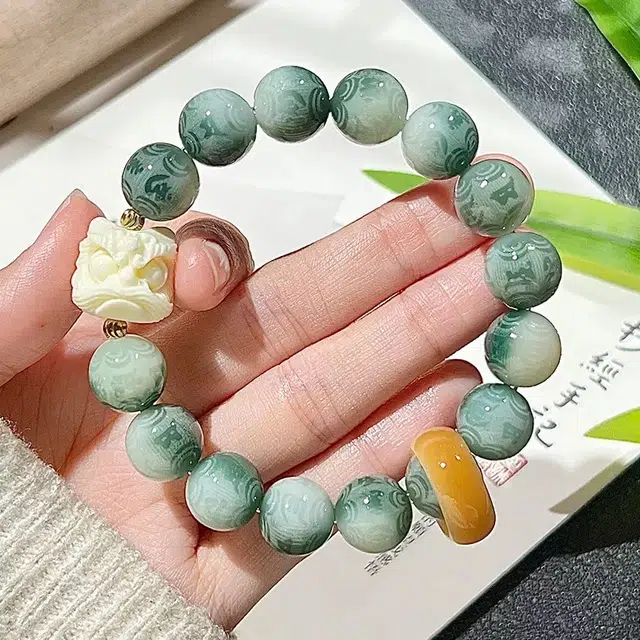 唐述 接富贵发大财六字箴言 菩提根 手串 男女同款情侣款