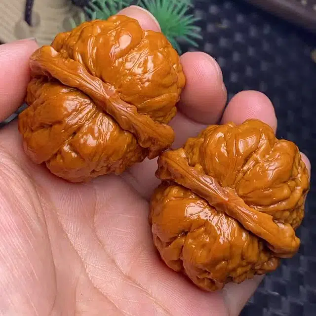 唐述 金蟾蛤蟆头精品小众狮子头打底一对精选配对延庆老树皮质盘出富贵路平步青云一研为定好运 文玩核桃 把件 男女同款情侣款